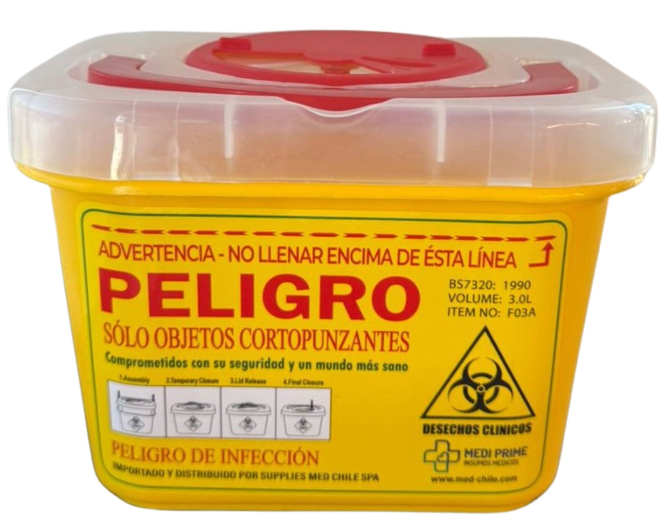 Contenedor Amarillo Cortopunzante 3 litros