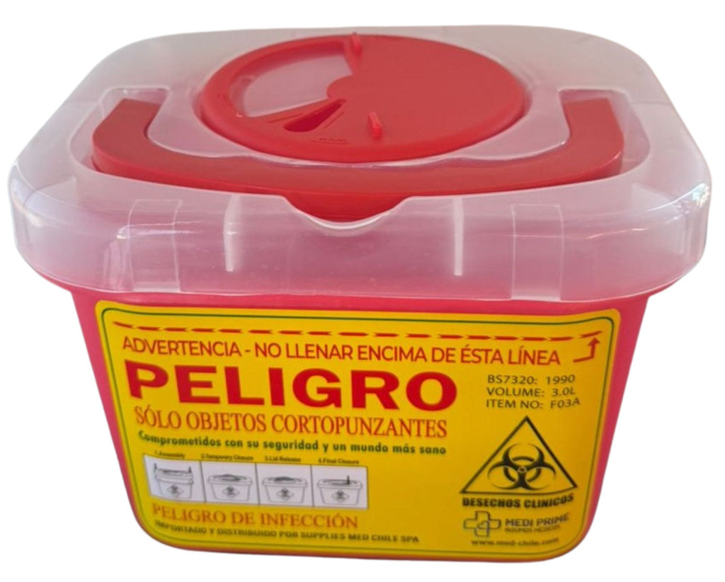 Contenedor Rojo Cortopunzante 3 litros
