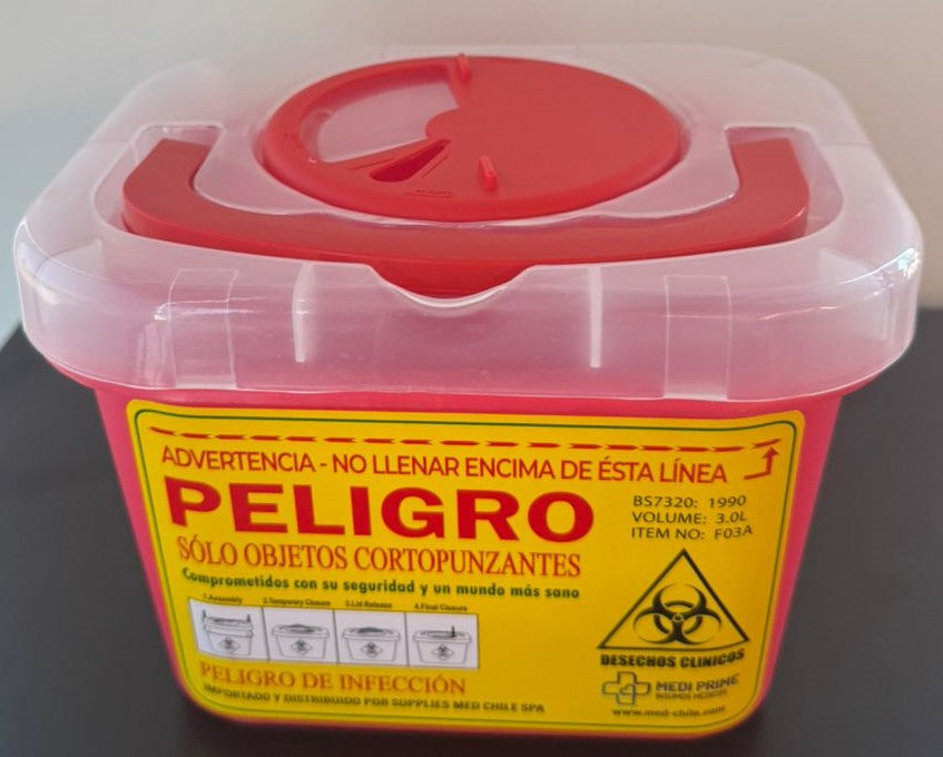 Contenedor Rojo Cortopunzante 3 litros