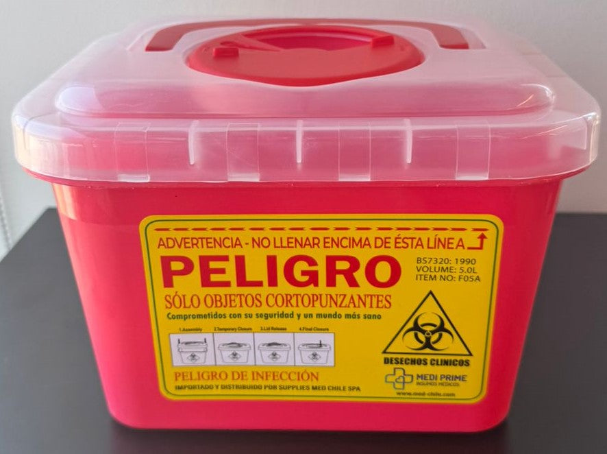 Contenedor Rojo Cortopunzante 5 litros