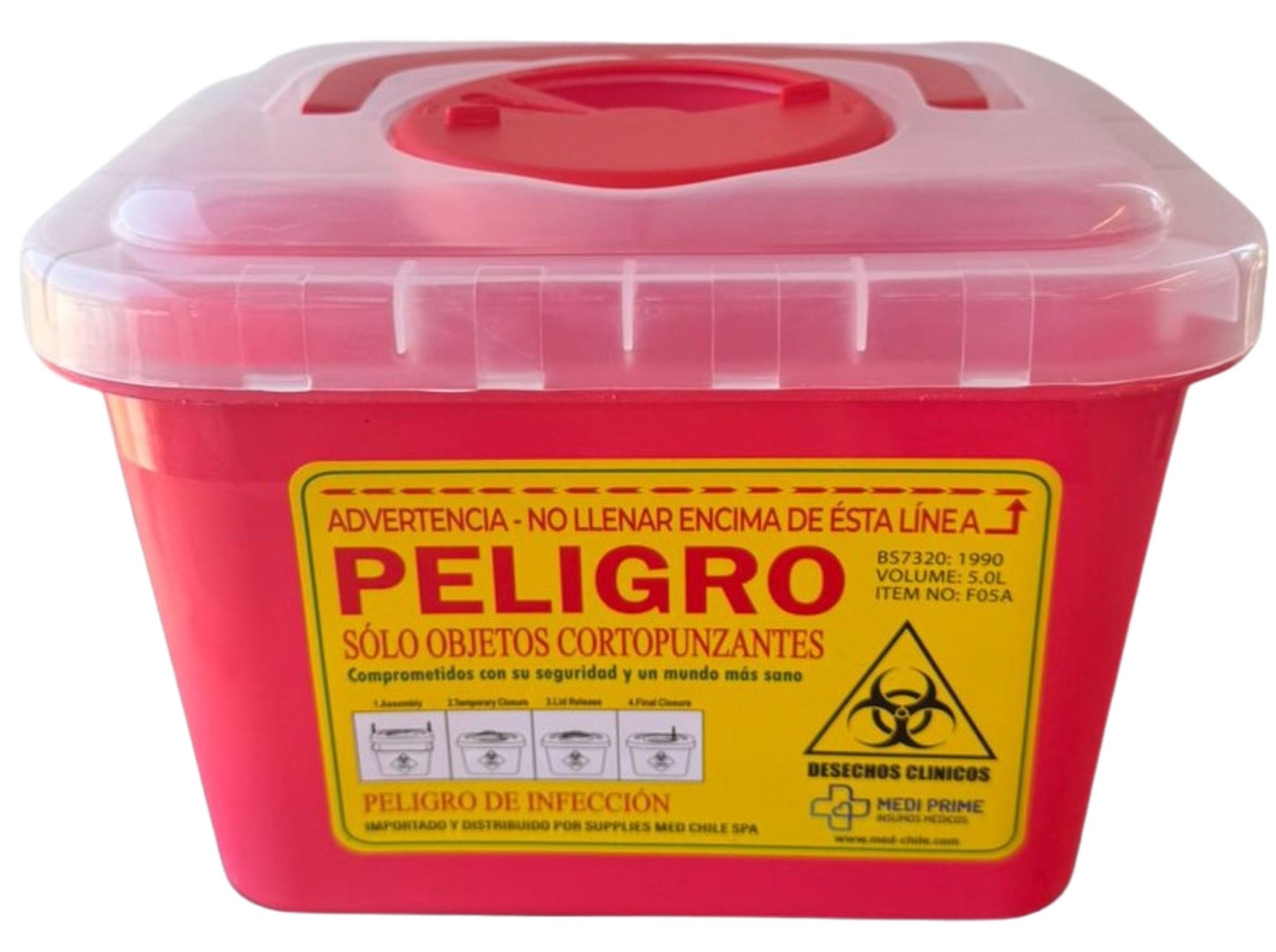 Contenedor Rojo Cortopunzante 5 litros