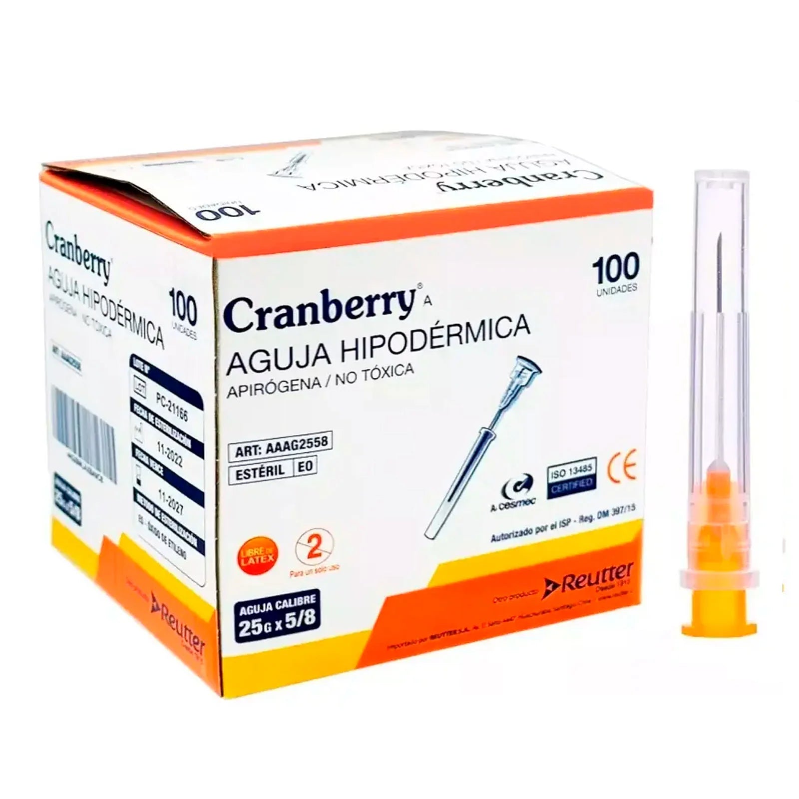 Agujas Hipodérmicas 25g x 5/8"