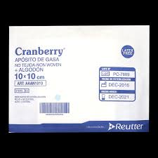 Apósito gasa y algodón estéril 10x10    bolsa 10 unidades Cranberry