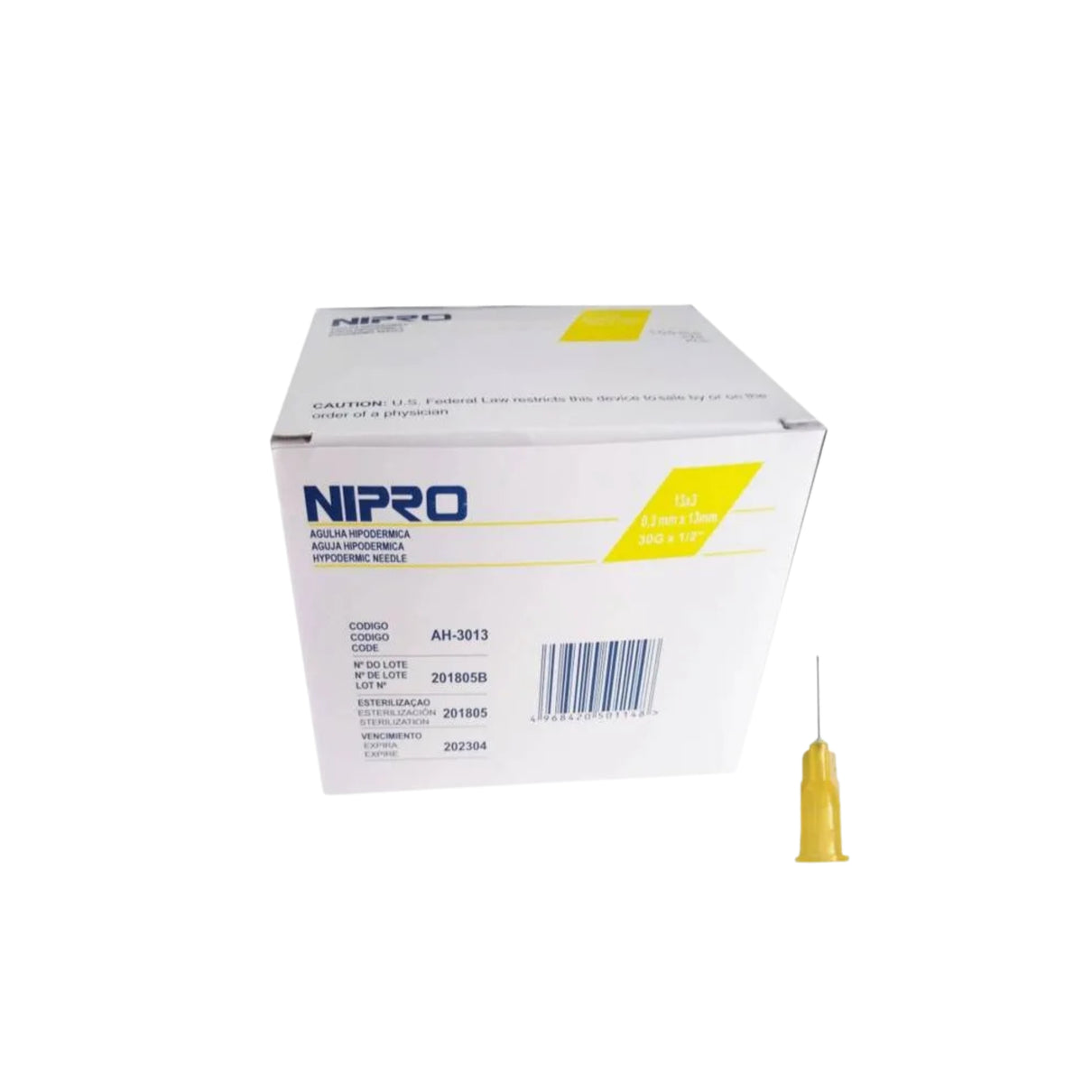 Agujas Hipodérmicas 30G x 1/2" - Caja de 100 Unid - Nipro
