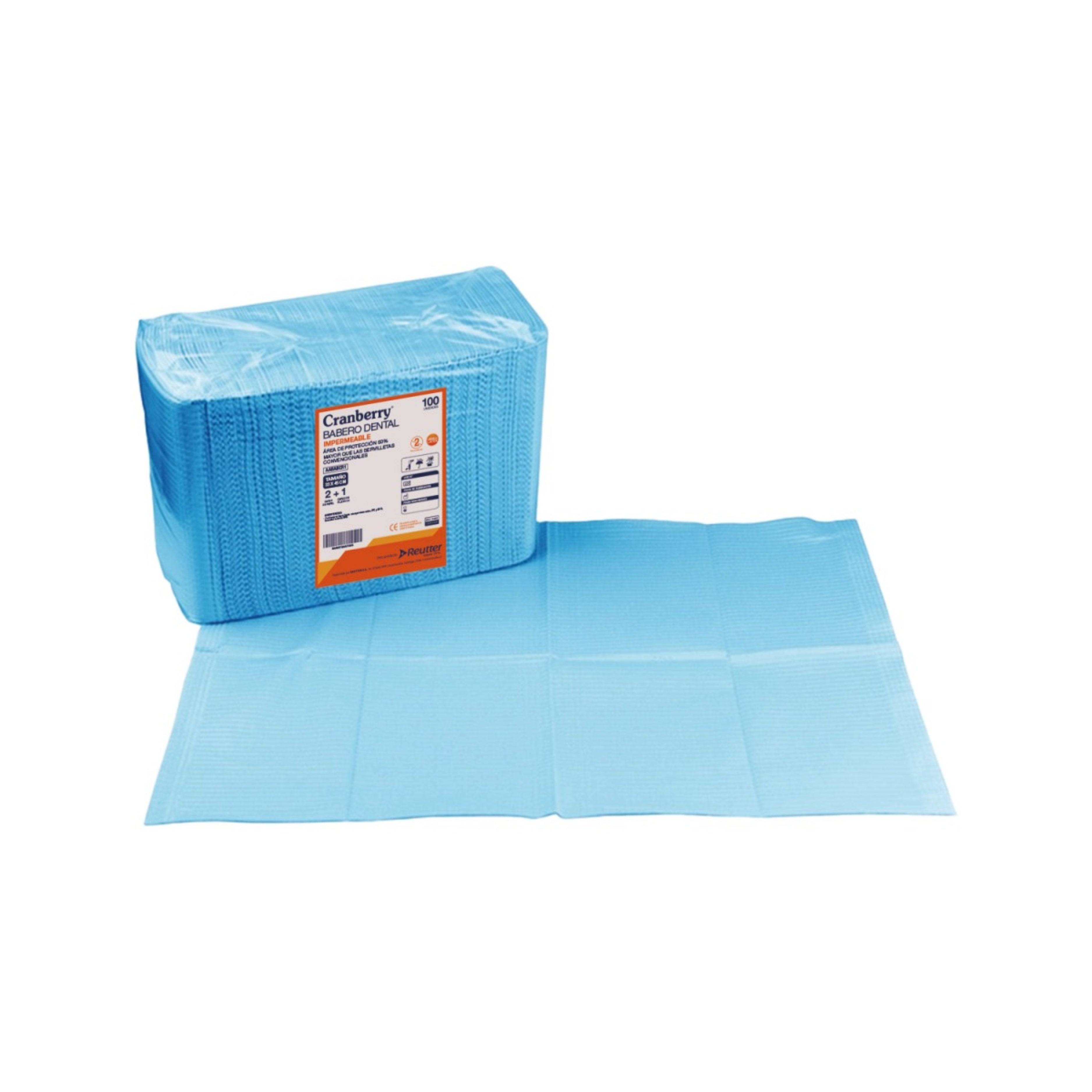 Babero dental desechable Azul 3 capas - Bolsa x 100 Unid