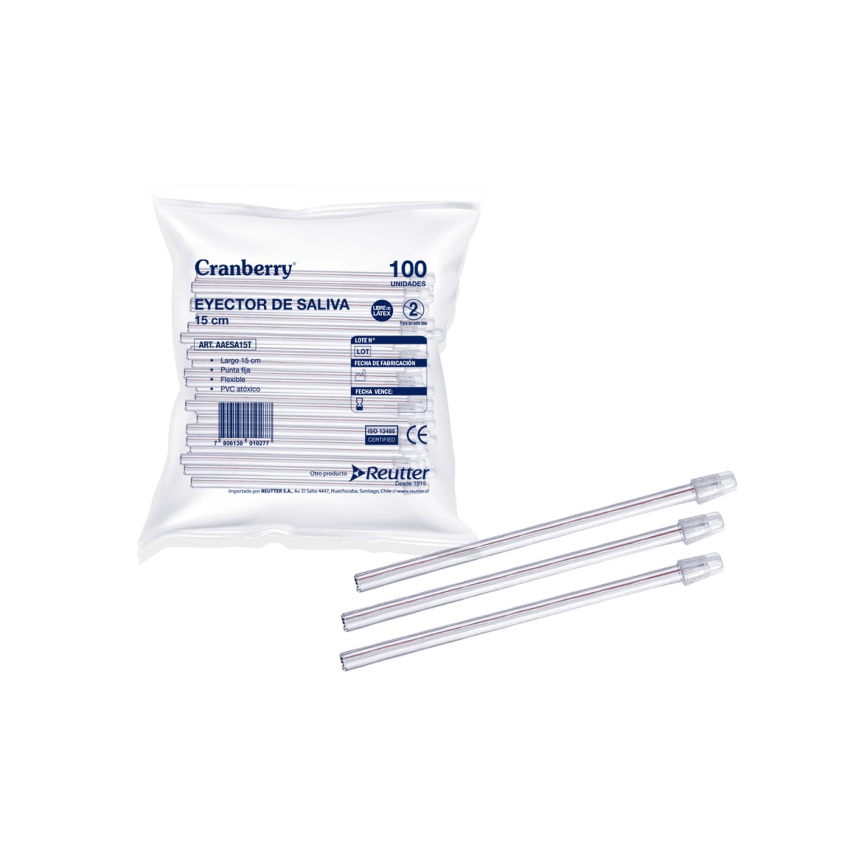 Eyector de Saliva 15 cm. Color transparente.