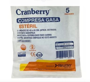 COMPRESA GASA 45x45 ESTERIL x5