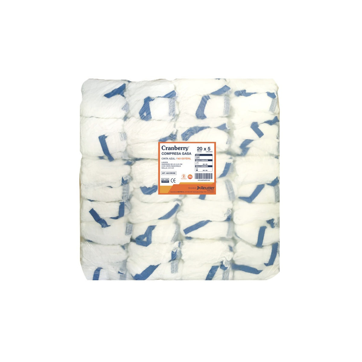 Compresa Gasa no estéril cinta azul 45 x 45 cm