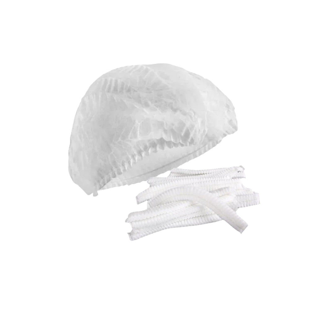 Cofia Desechable blanca con clip - 100 unidades
