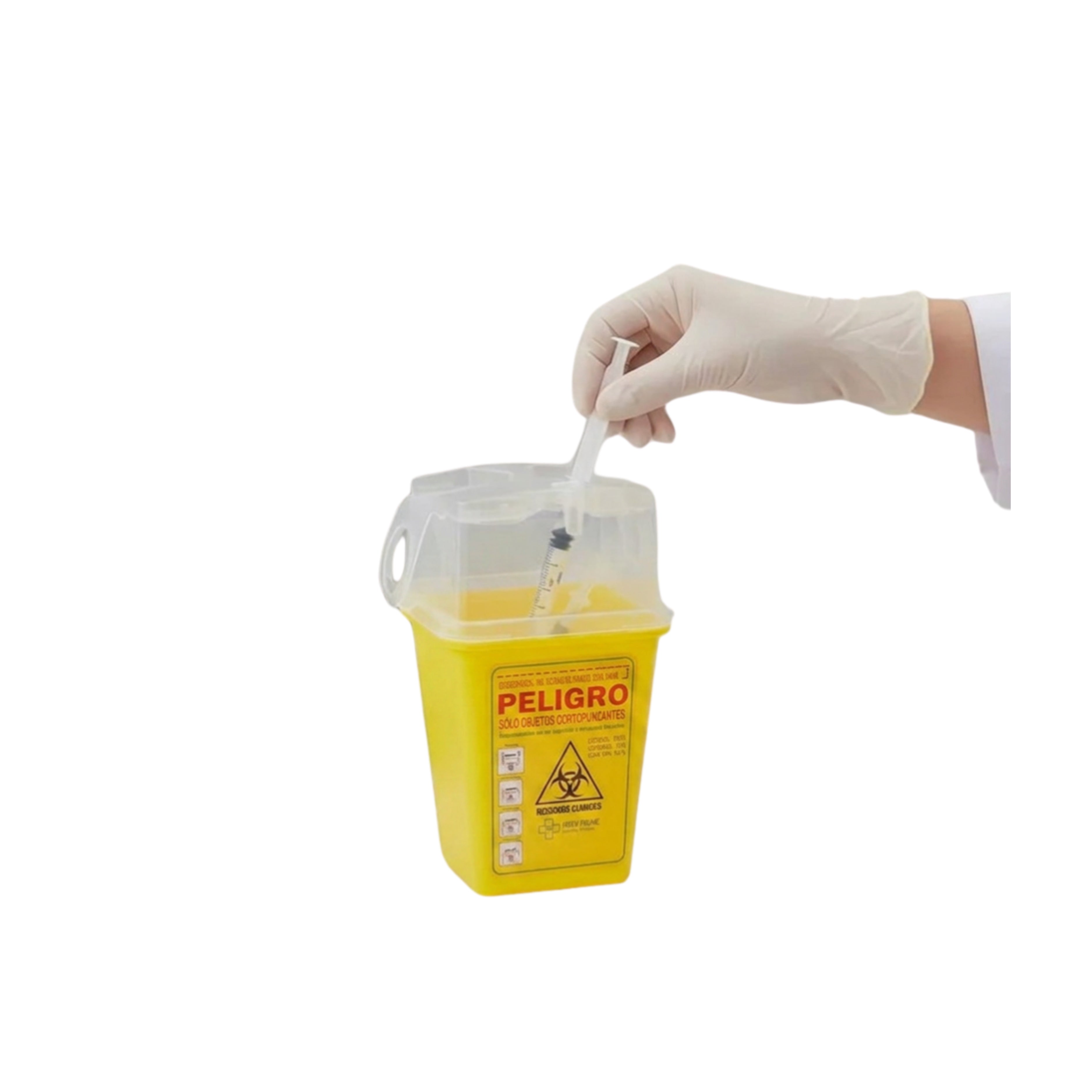 Contenedor cortopunzante color amarillo de 1L