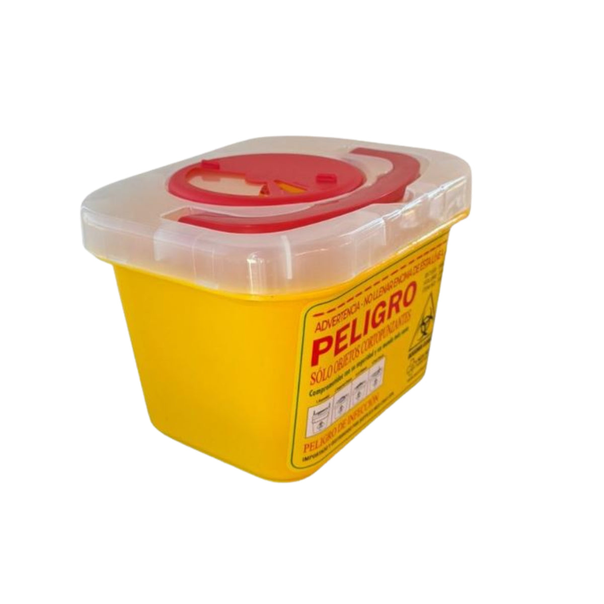 Contenedor cortopunzante color amarillo de 3 litros