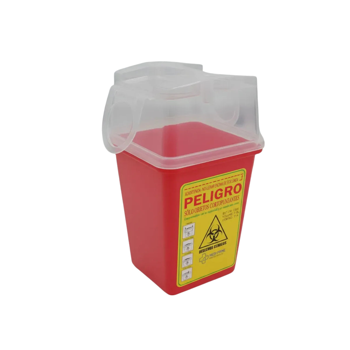 Contenedor cortopunzante color rojo de 1L