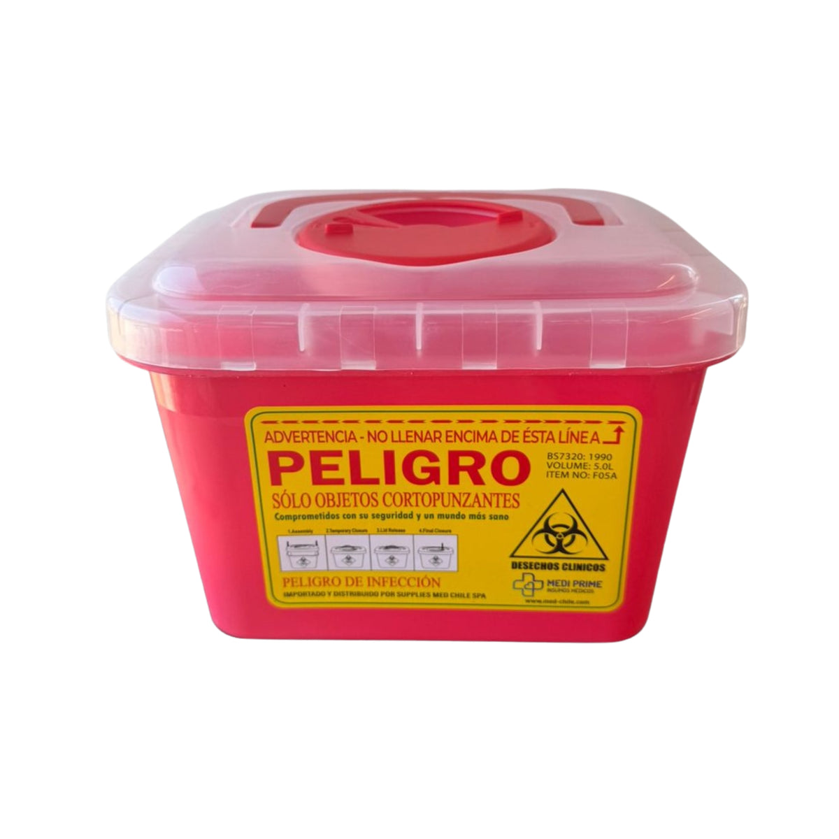 Contenedor cortopunzante color rojo de 5L