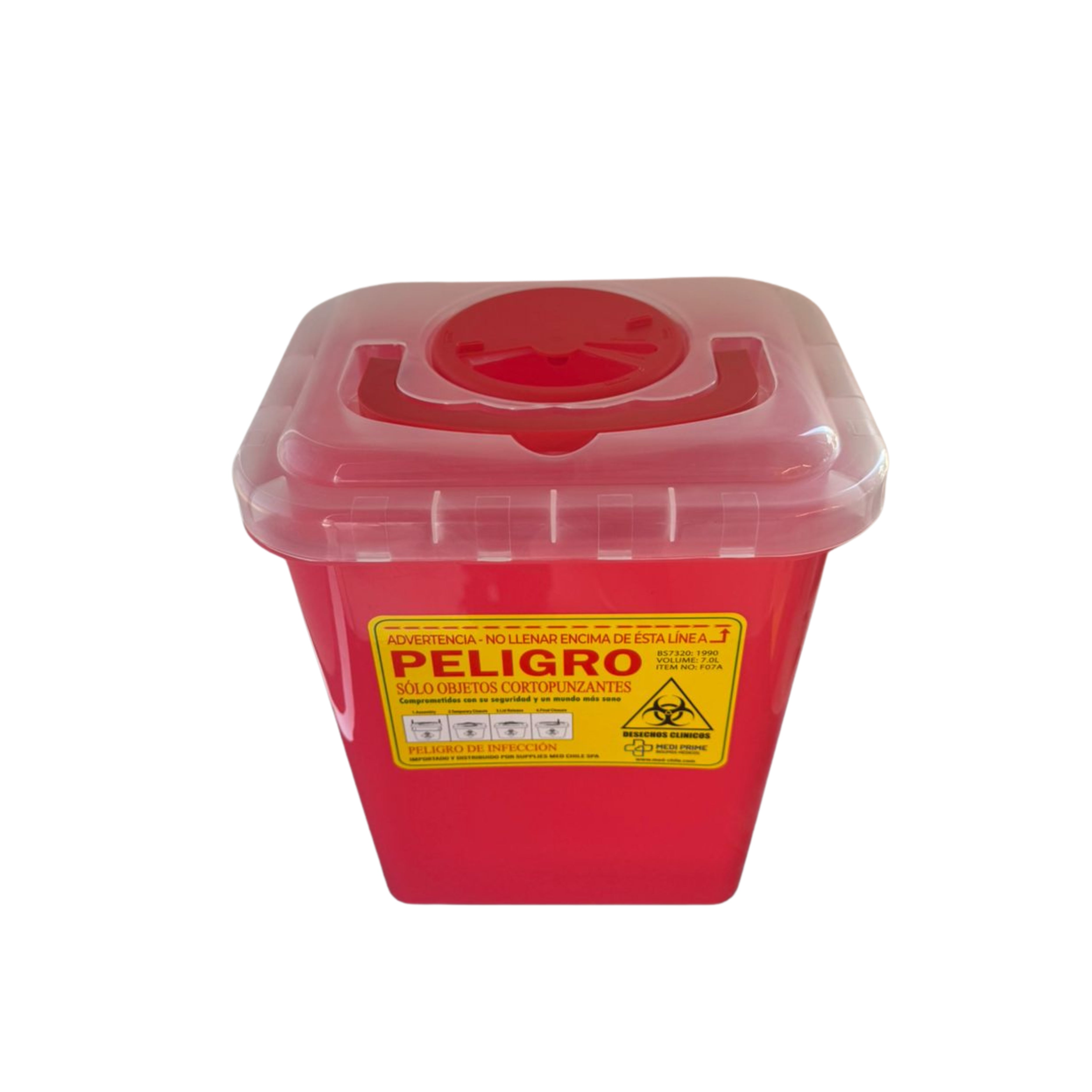 Contenedor cortopunzante color rojo de 7L
