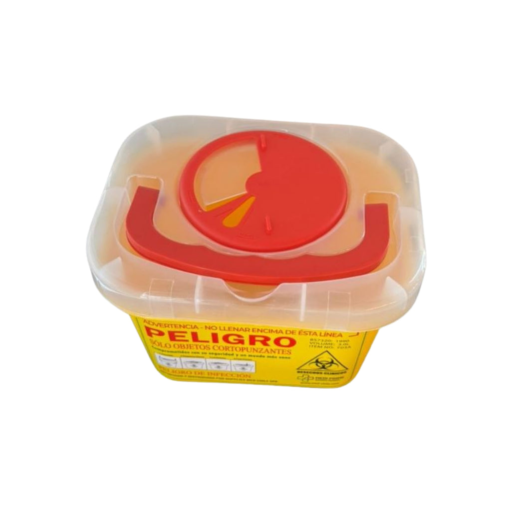 Contenedor cortopunzante color amarillo de 3 litros