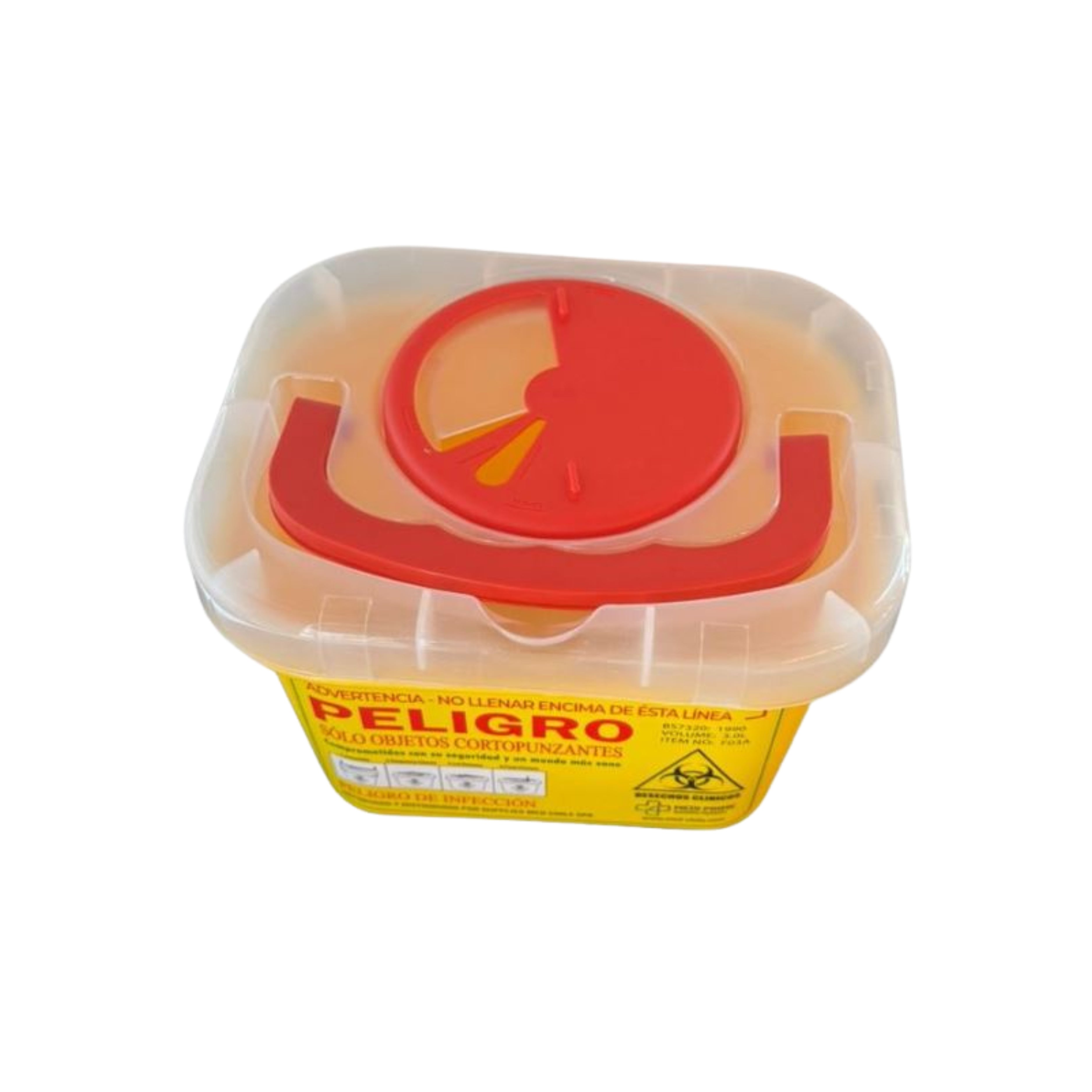Contenedor cortopunzante color amarillo de 3 litros