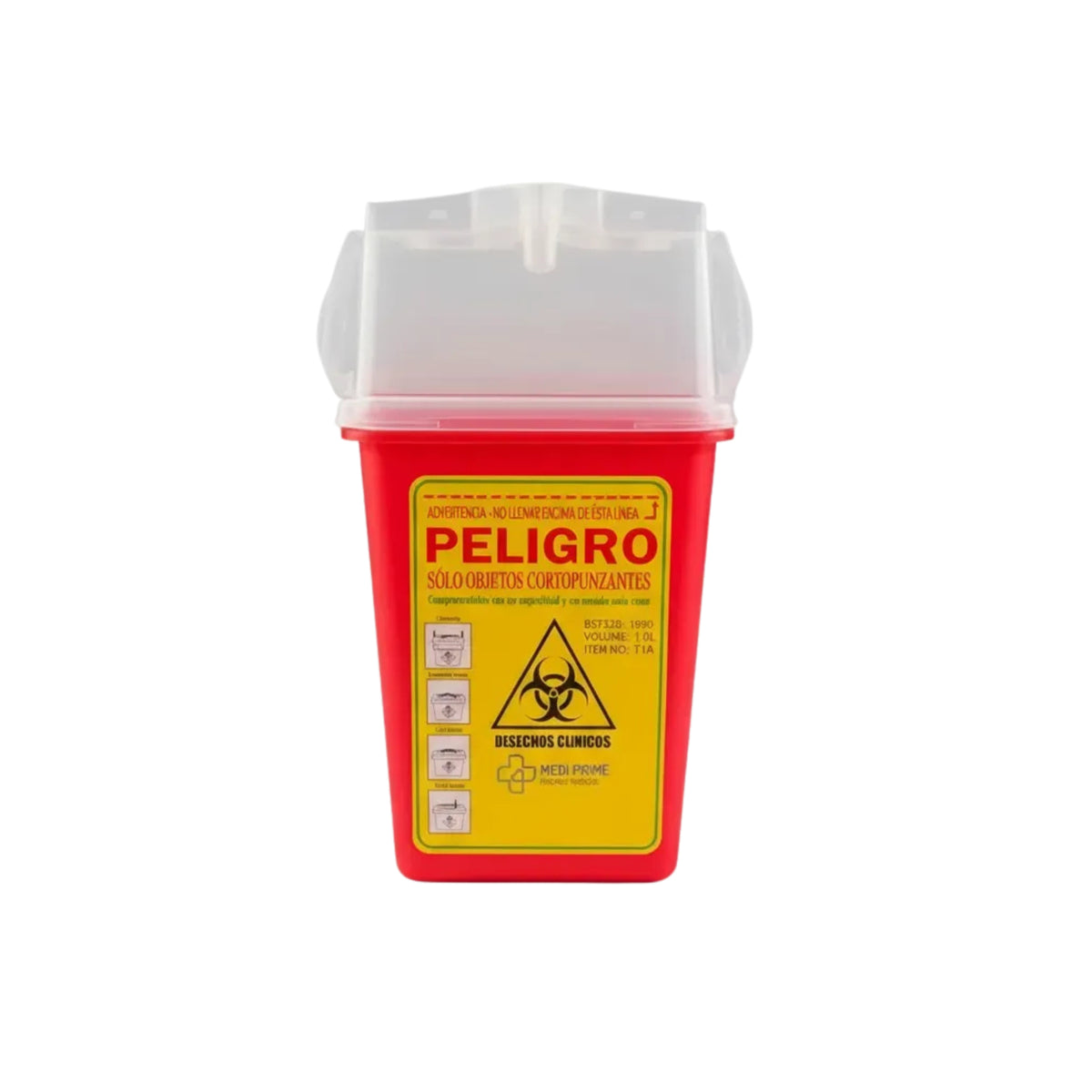 Contenedor cortopunzante color rojo de 1L