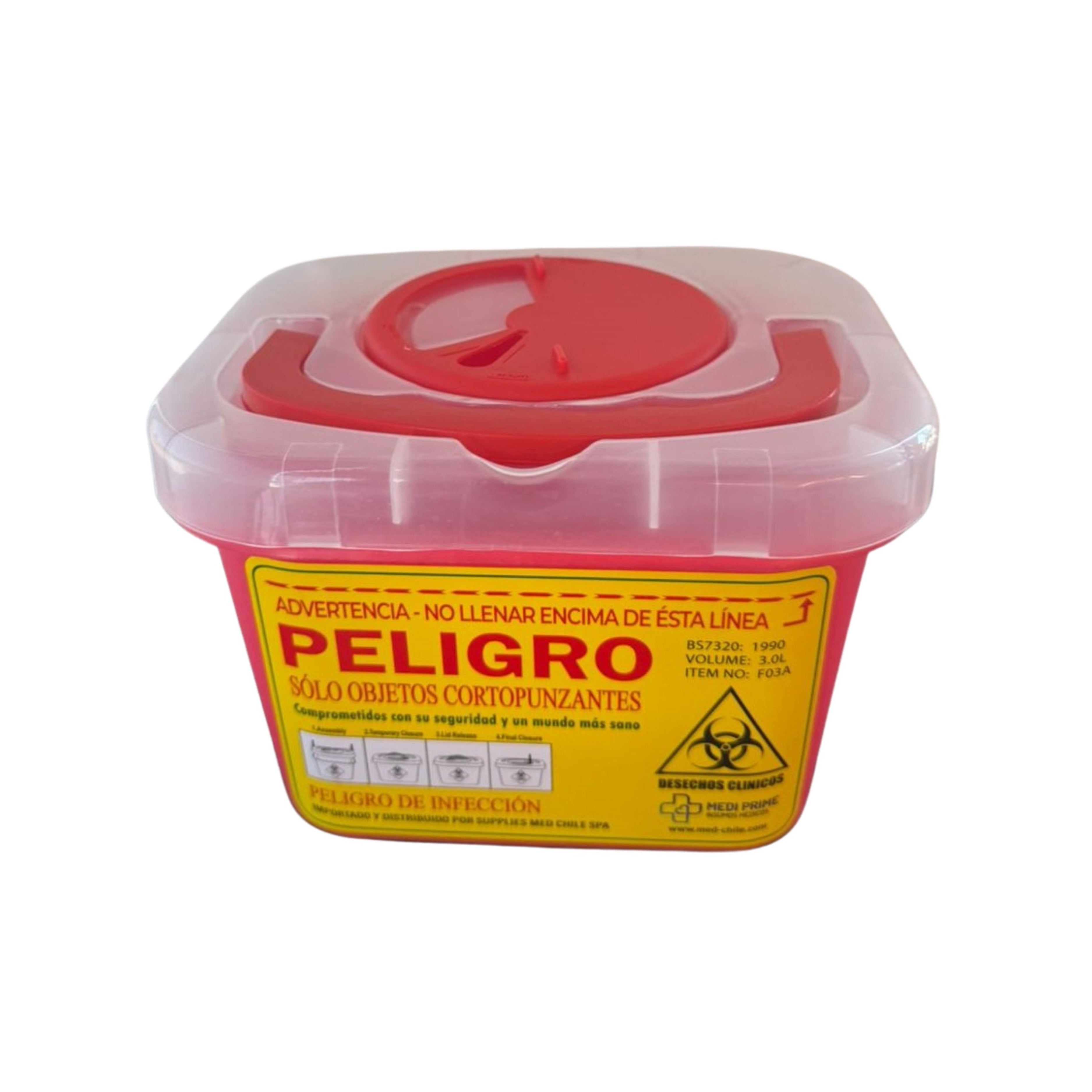 Contenedor Rojo Cortopunzante 3 litros
