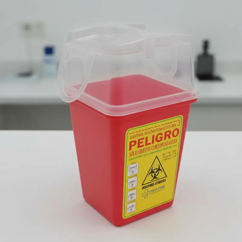 Contenedor Rojo cortopunzante 1L.
