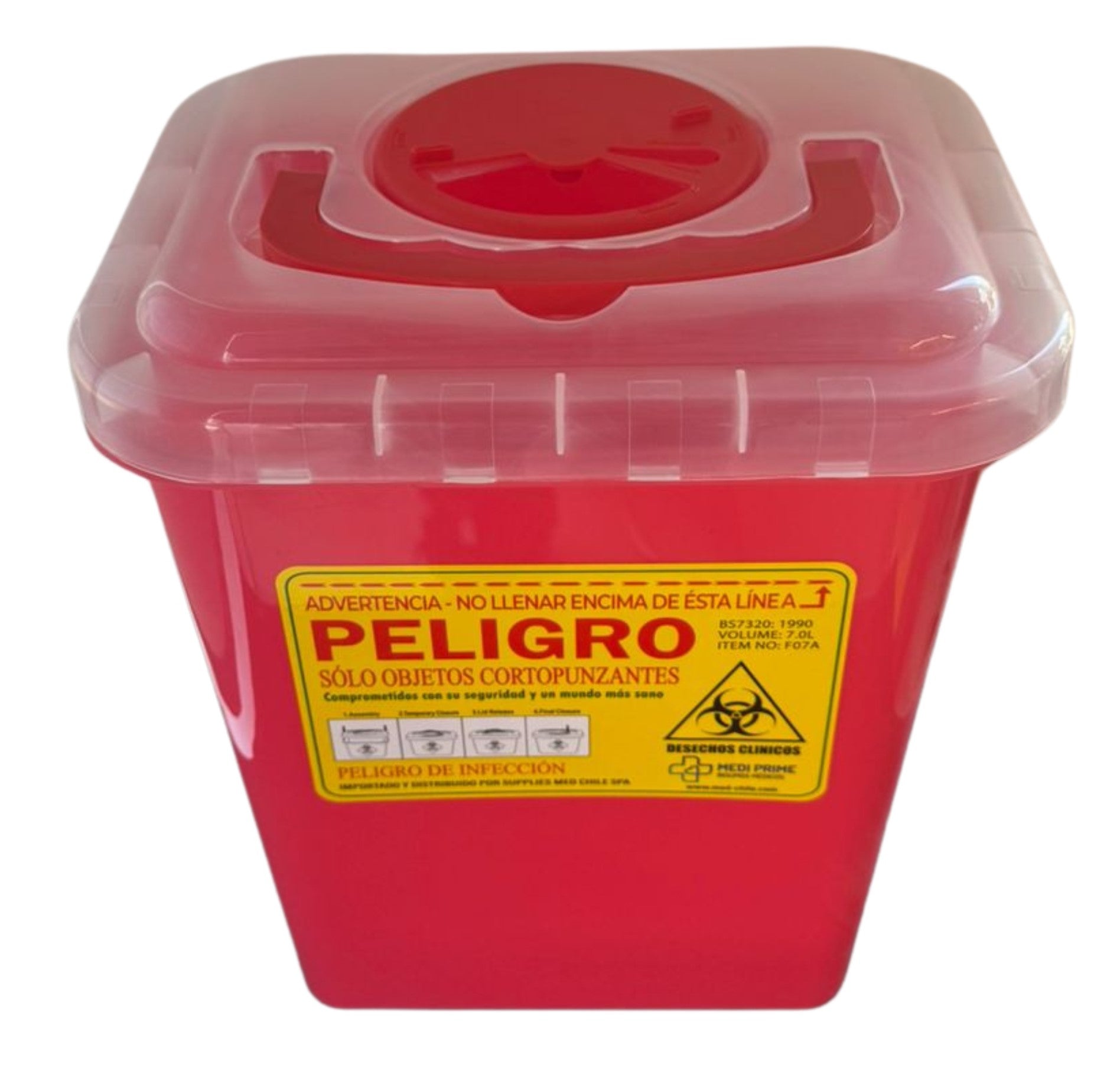 Contenedor Rojo Cortopunzante 7 litros