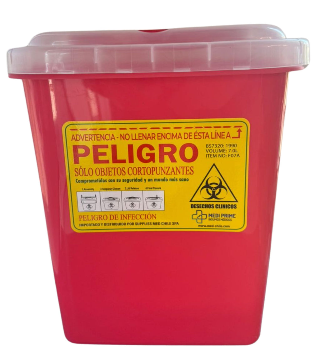 Contenedor Rojo Cortopunzante 7 litros