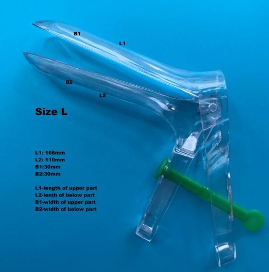 Especulo vaginal desechable talla L caja de 100 unidades.