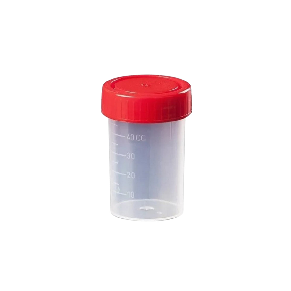 Frasco de orina graduado 60 ml - tapa roja