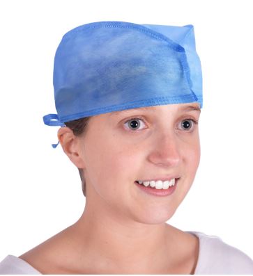 GORRO CIRUJANO C/TIRAS CELESTE BOLSA X 100