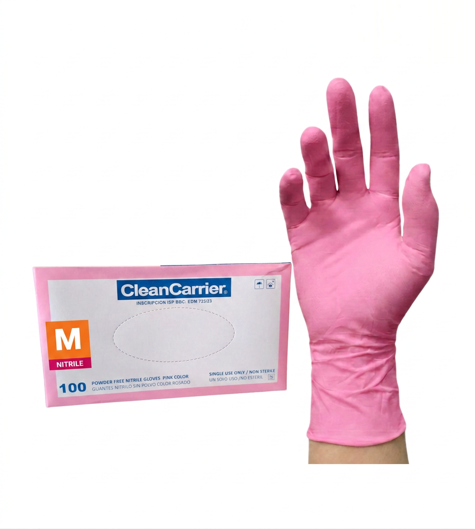 Guantes nitrilo Rosado CleanCarrier Talla M