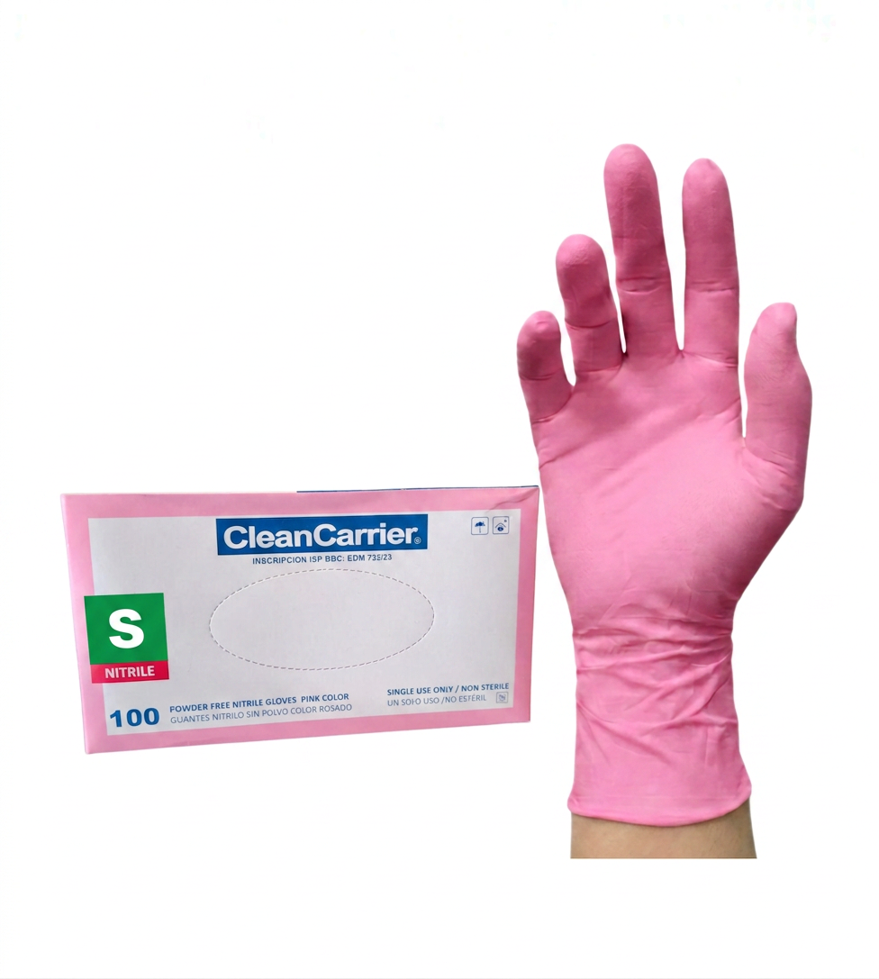 Guantes nitrilo Rosado CleanCarrier Talla S
