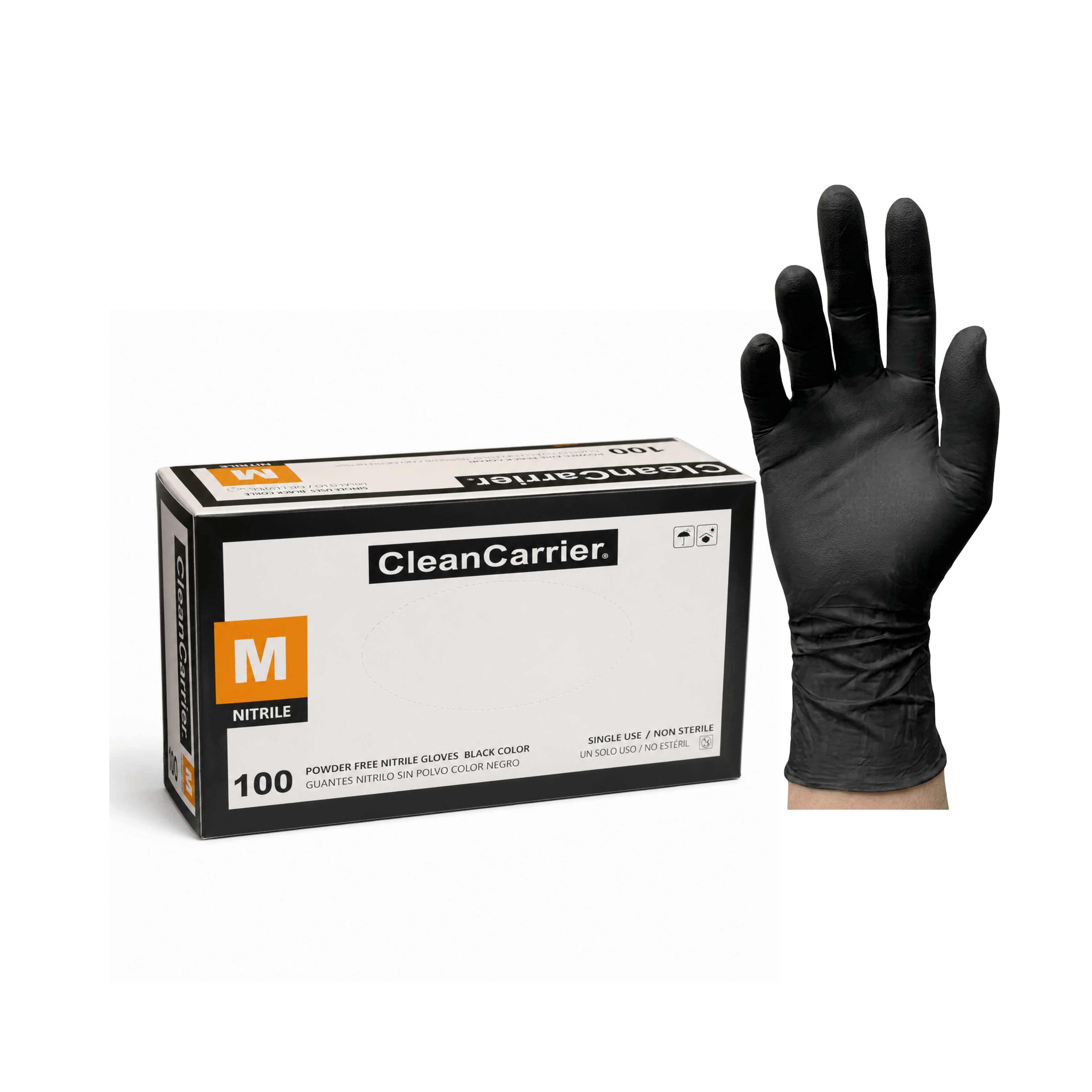 Guantes nitrilo Negro CleanCarrier Talla M
