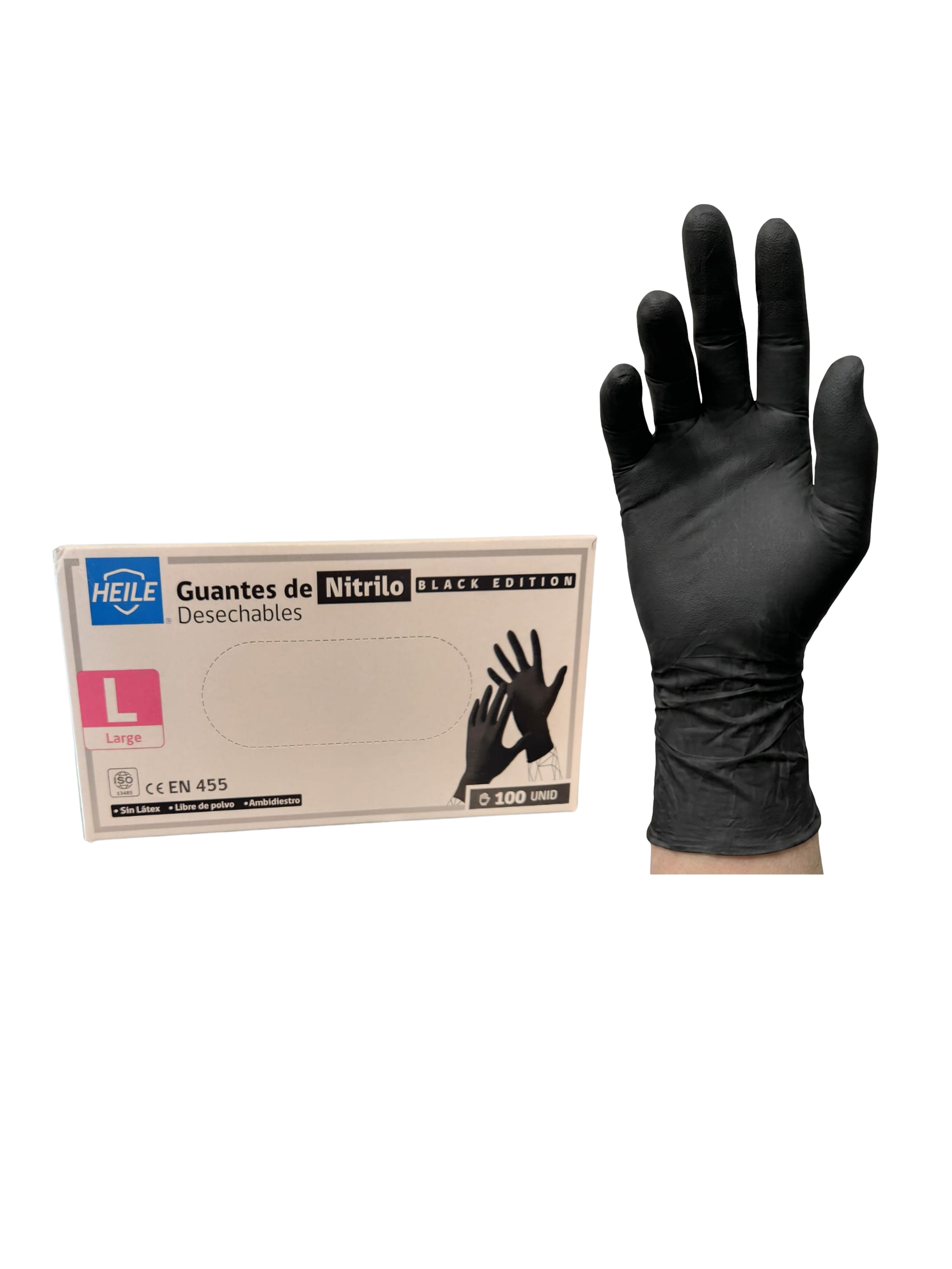 Guante nitrilo Negro Heile Talla L
