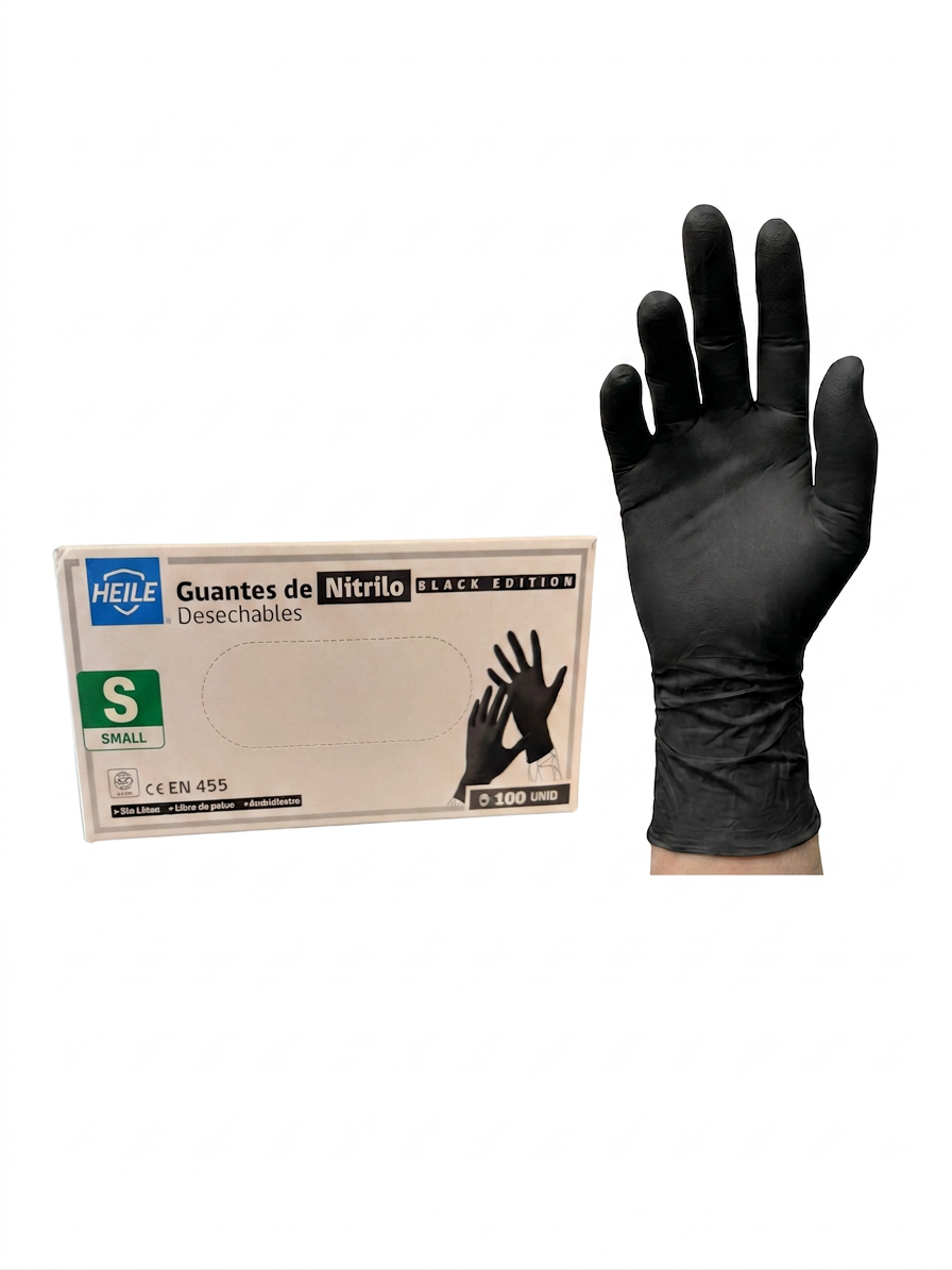 Guante nitrilo Negro Heile Talla S