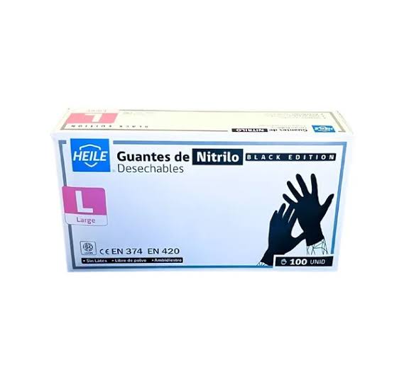 Guante nitrilo Negro Heile Talla L