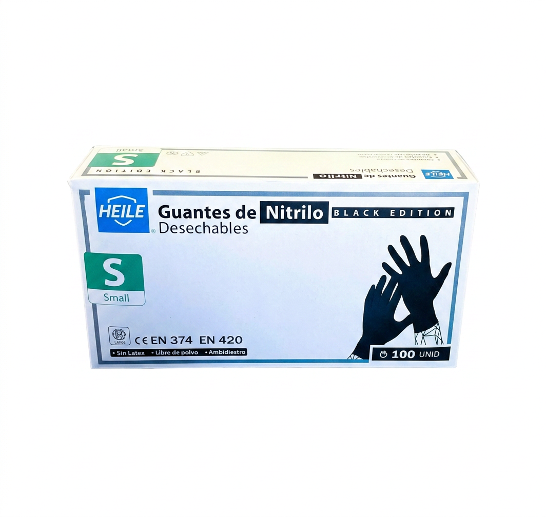 Guante nitrilo Negro Heile Talla S