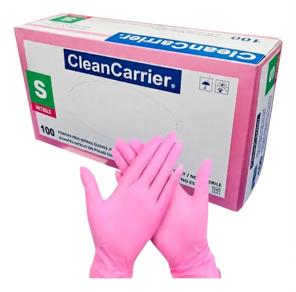 Guantes nitrilo Rosado CleanCarrier Talla S