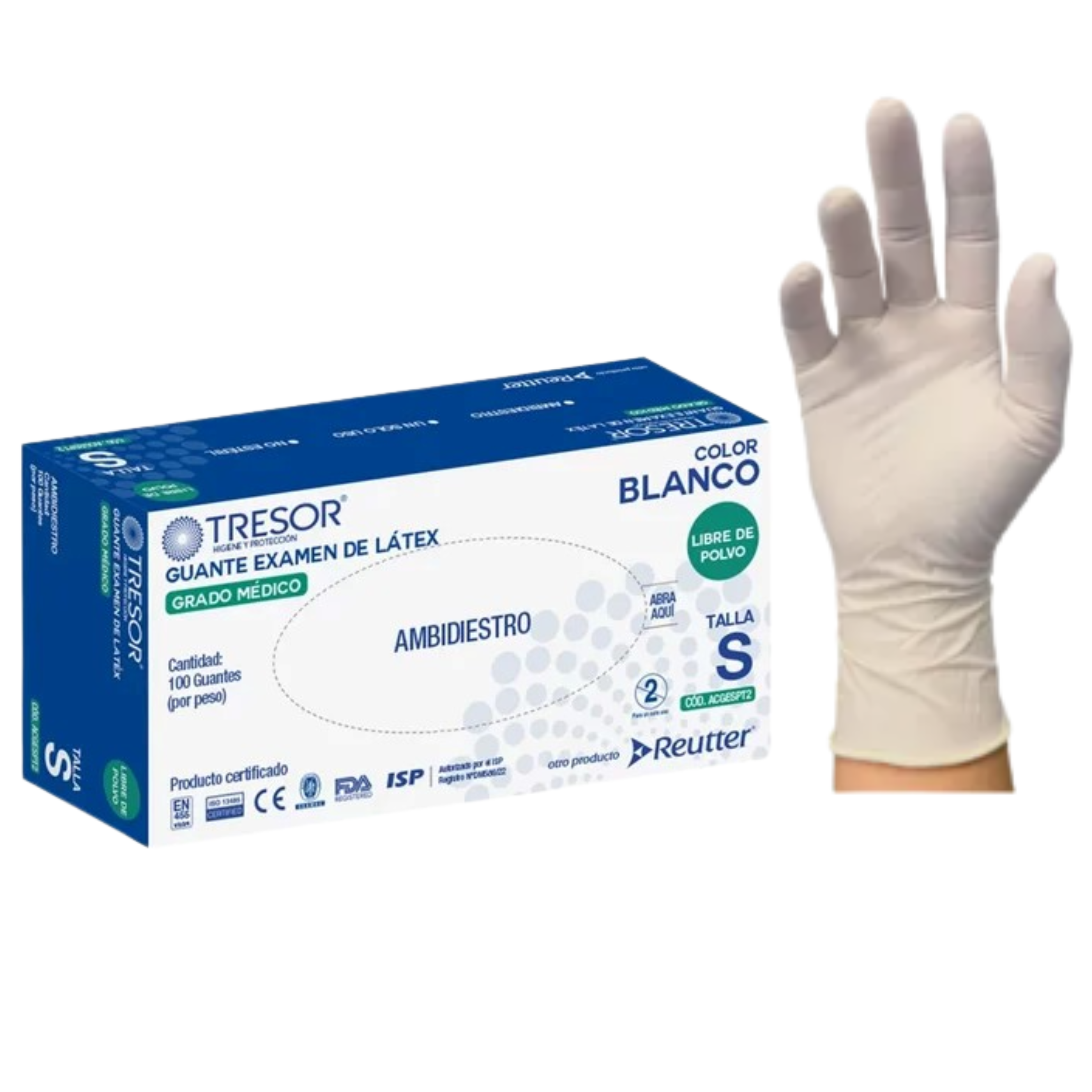 Guantes Látex sin polvo - Tresor - Talla S