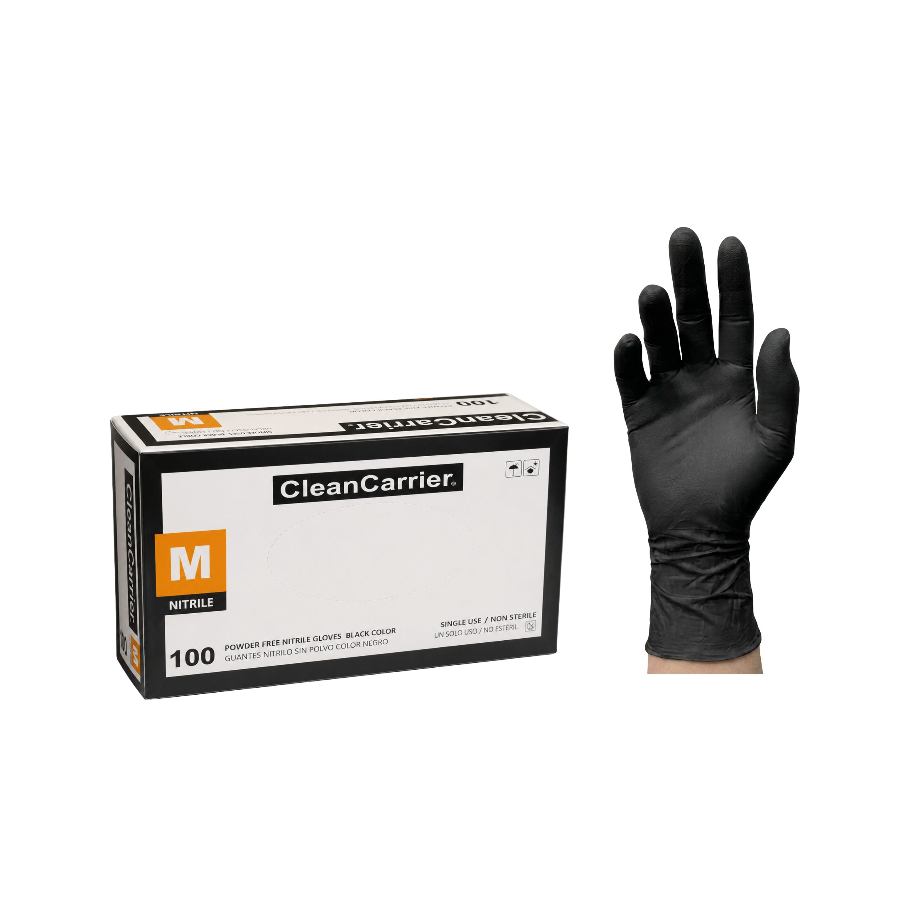 Guantes Nitrilo Negro - CleanCarrier - Talla M