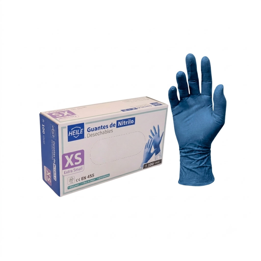 Guantes Nitrilo Azul - Heile - Talla XS