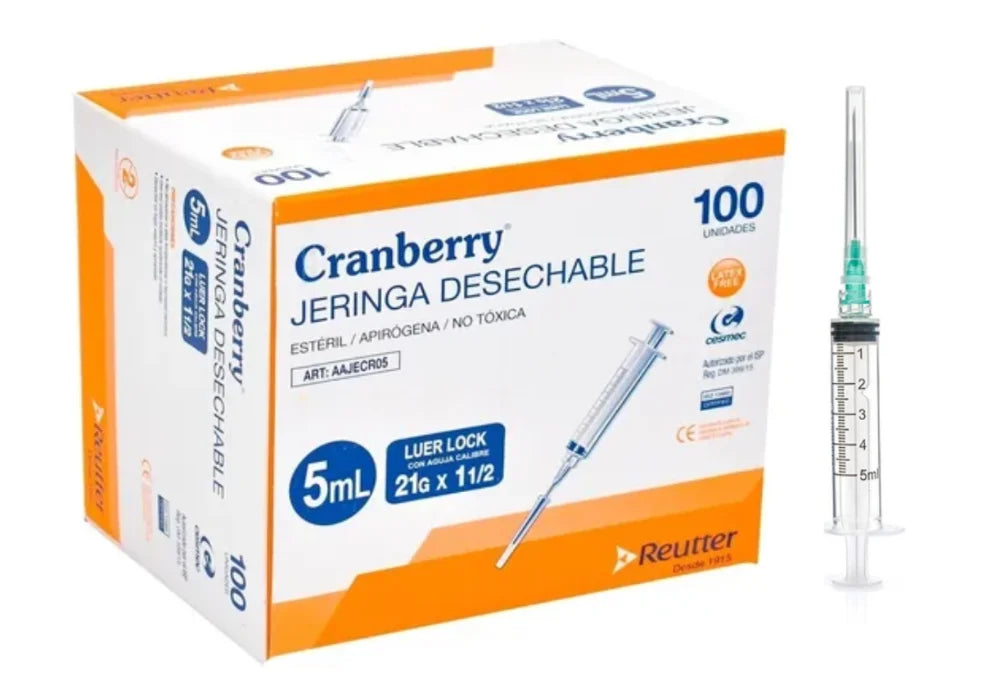 Jeringa desechable Luer Lock C/Aguja 5ml