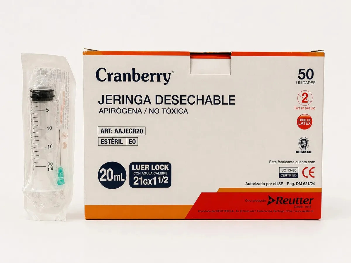 Jeringa desechable Luer Lock C/Aguja 20ml