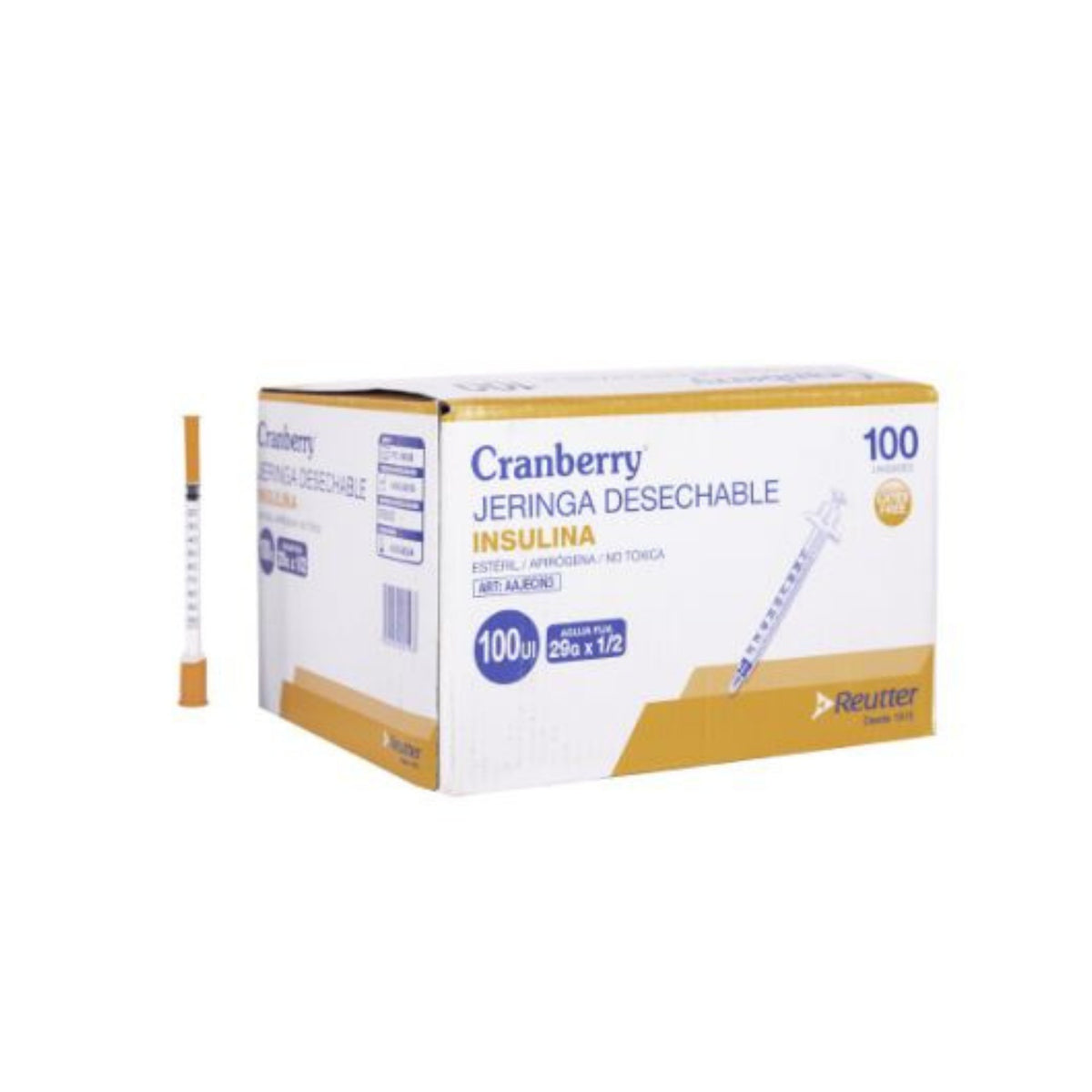 Jeringa Insulina 100UI 29 x 5/16 (8MM) - Caja de 100 Unid
