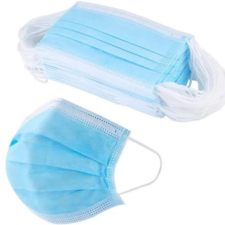 Caja de Mascarilla 3 pliegues celeste con elasticos 50 unidades