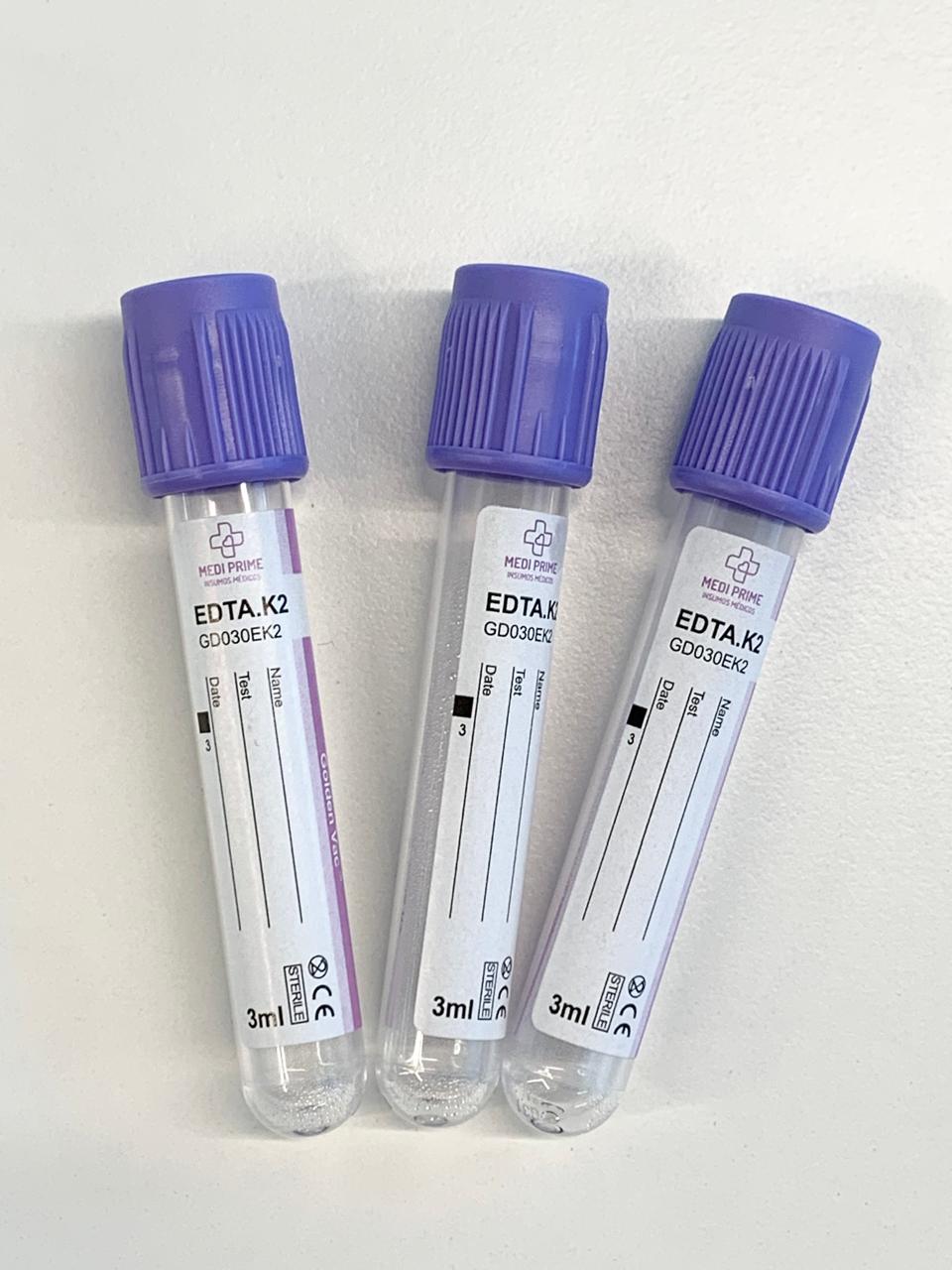 Tubos al vacio para muestras de sangra (Lila) - EDTA K2 - 3ml- 100 unidades