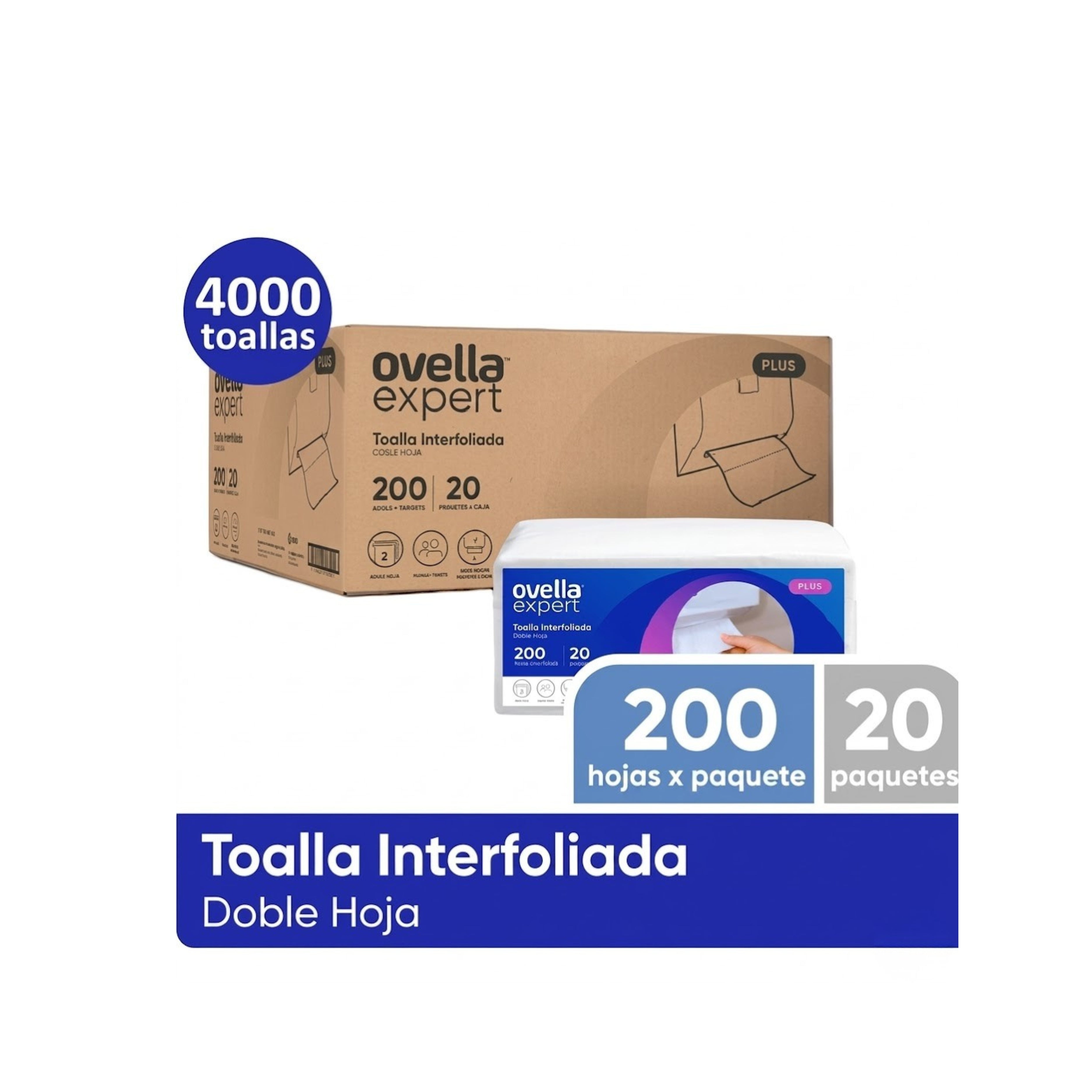 Toalla de Papel Interfoliada Eco Ovella HD 20 Paquetes x 200 Hojas