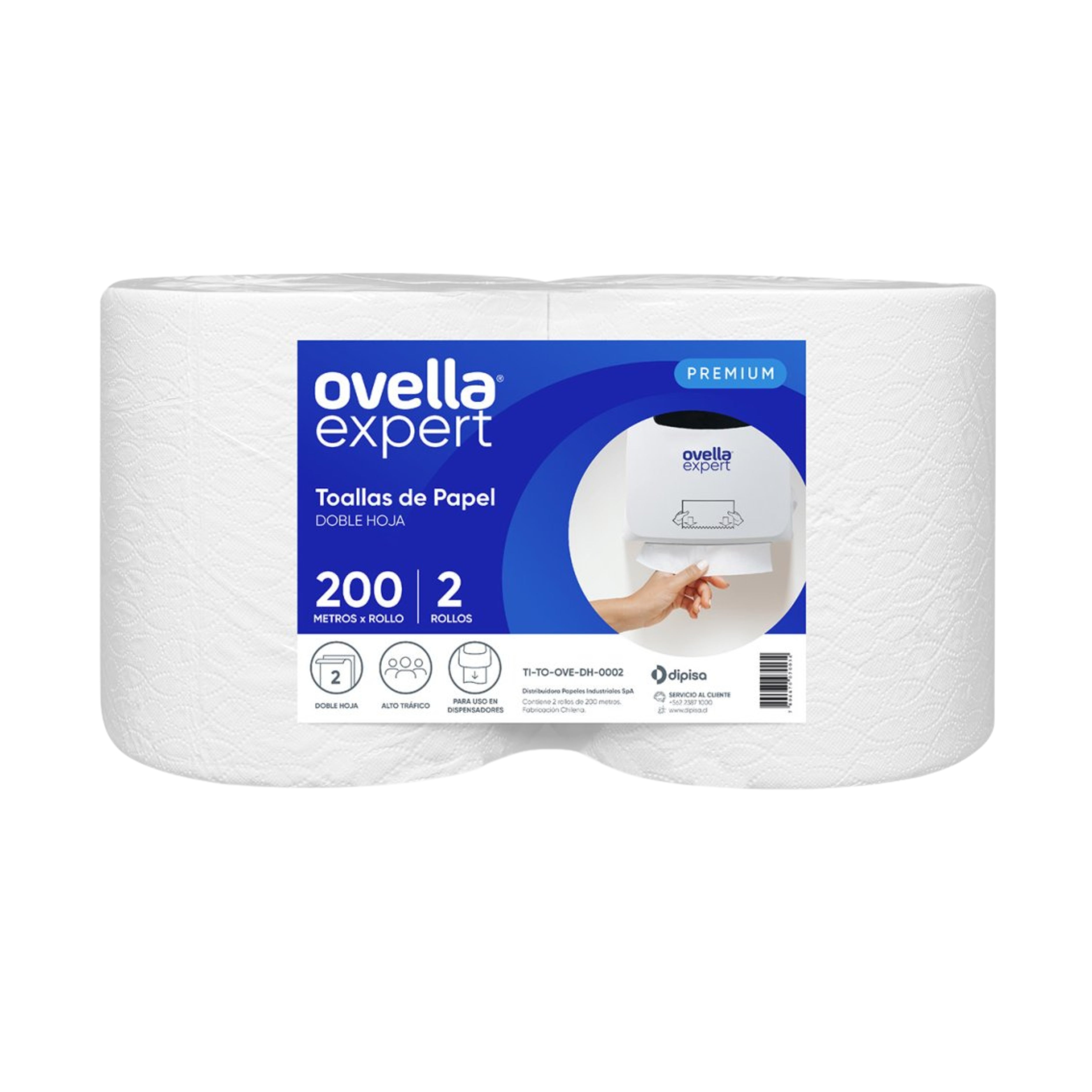 Toalla de papel expert 2 rollos de 200 metros doble hoja Ovella