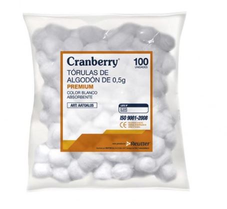 TORULAS DE ALGODON 0,5 GR.BOLSA X 100 - CRANBERRY