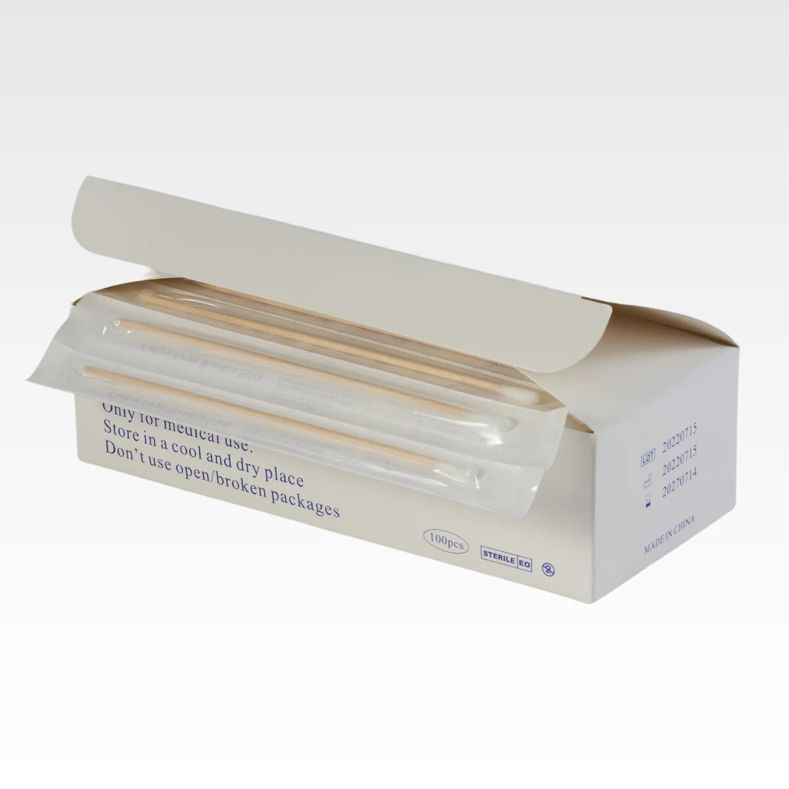 Tórula estéril algodón-madera caja 100 unidades