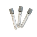 Tubo al vacío, Tapa Gris (Glucosa) 2 ML (13X75MM) - Rack de 100 Unid