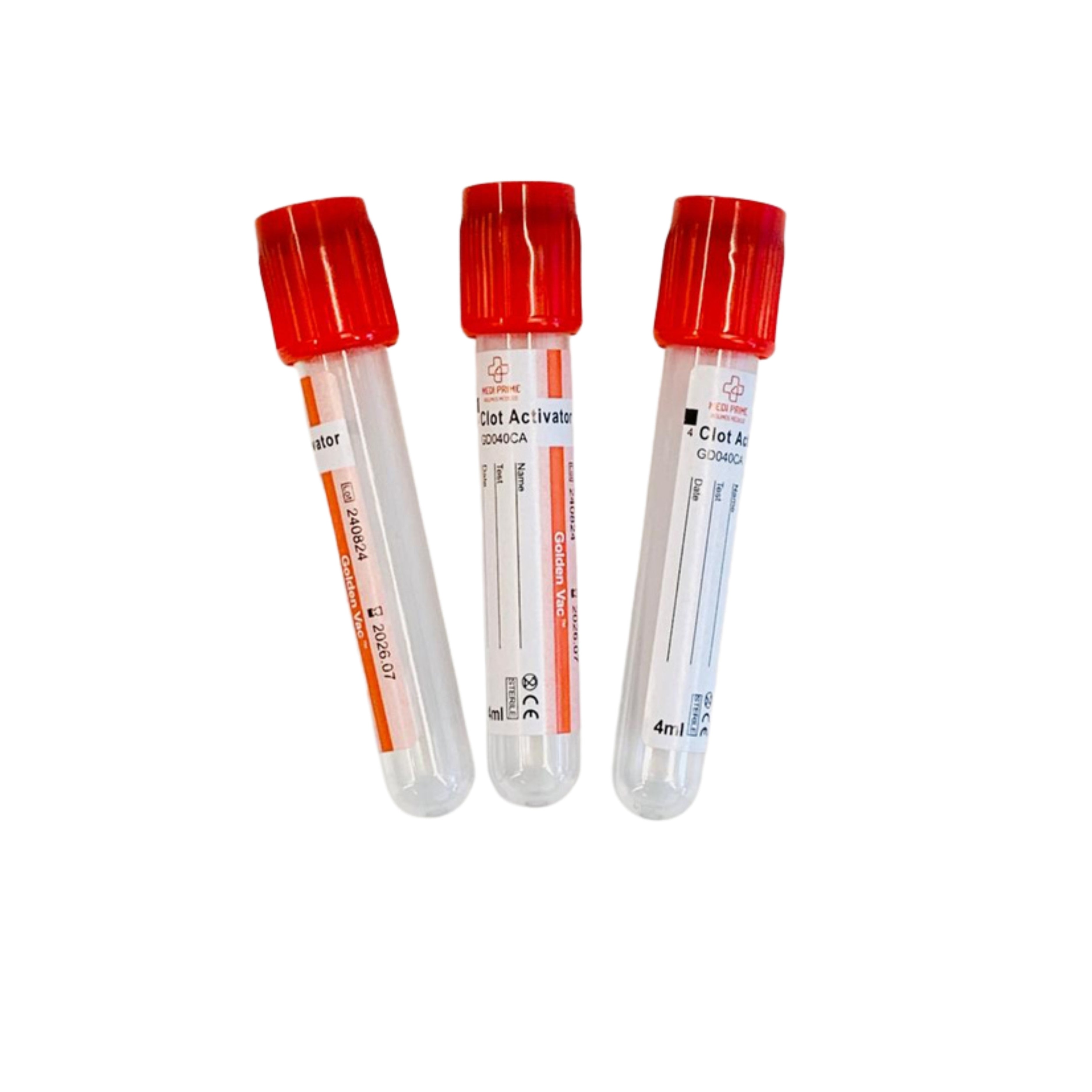 Tubo al vacío, Tapa Roja (Clot Activador) 4 ML (13X75MM) - Rack de 100 Unid